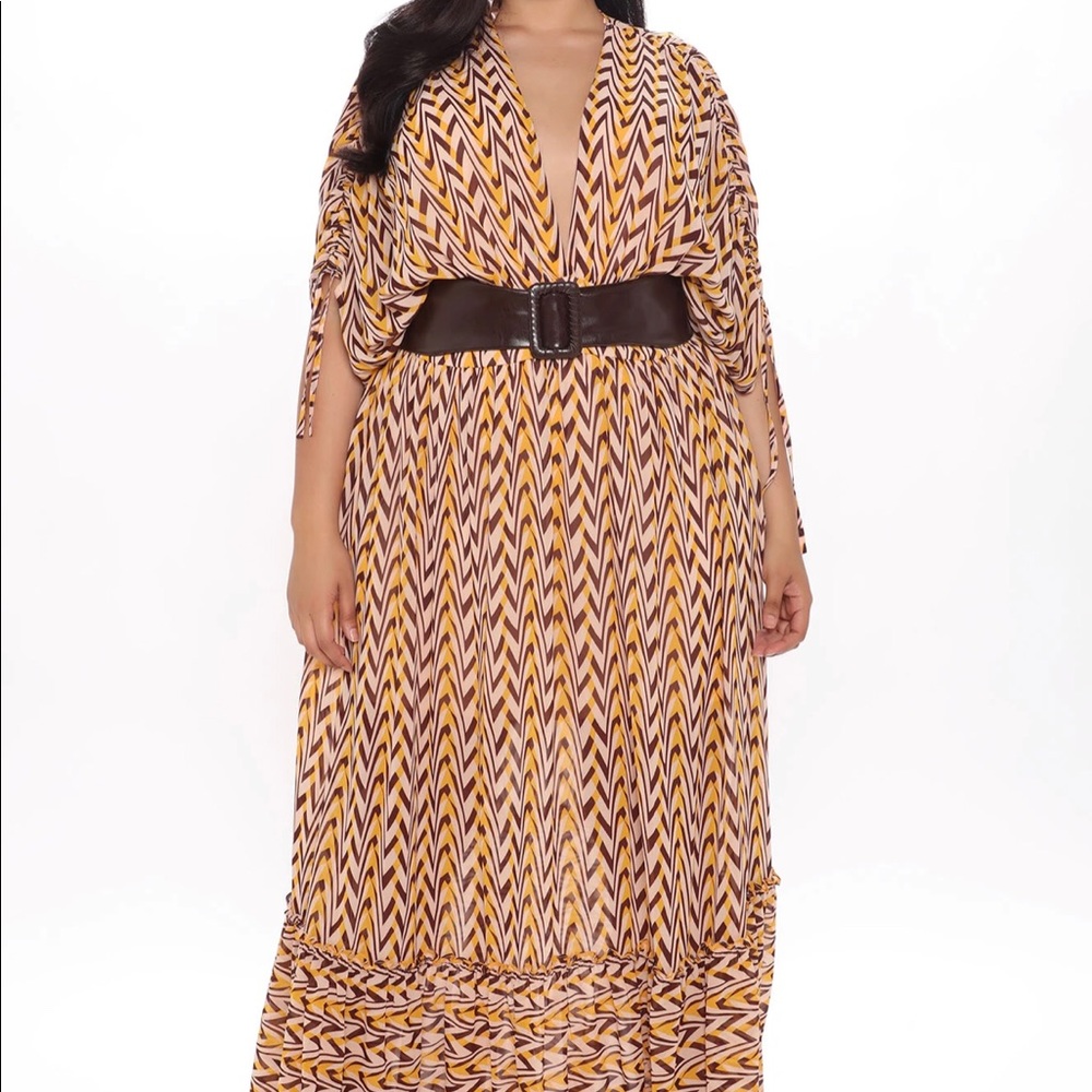 Breaking Free Maxi Dress - Mustard/combo